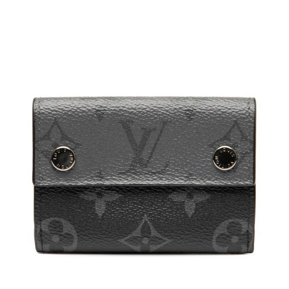 Louis Vuitton Monogram Eclipse Discovery Trifold Compact Wallet Black